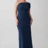 Hanh One Shoulder Mesh Maxi Dress – Ink Blue