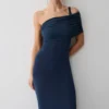 Hanh One Shoulder Mesh Maxi Dress – Ink Blue