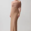 Hanh One Shoulder Mesh Maxi Dress – Tan