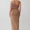 Hanh One Shoulder Mesh Maxi Dress – Tan