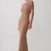 Hanh One Shoulder Mesh Maxi Dress – Tan