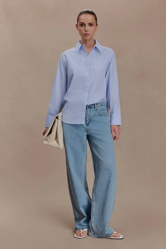Hansen Oversized Shirt – Blue Pinstripe Hansen Oversized Shirt – Blue Pinstripe