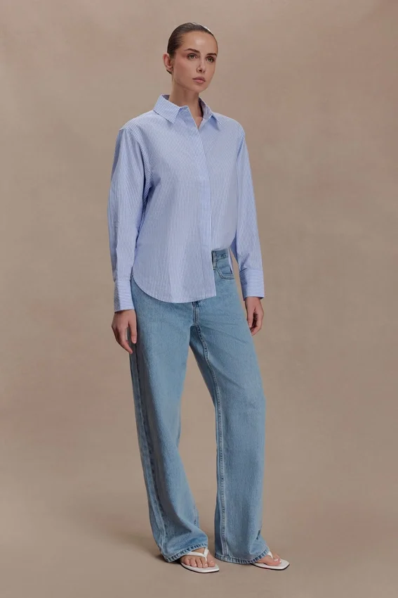 Hansen Oversized Shirt – Blue Pinstripe Hansen Oversized Shirt – Blue Pinstripe