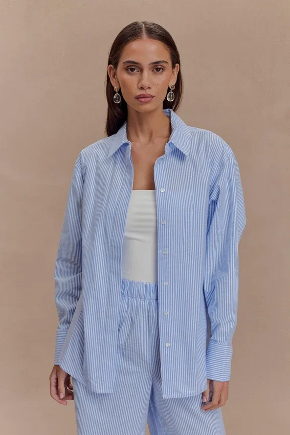 Hansen Oversized Shirt – Blue Pinstripe Hansen Oversized Shirt – Blue Pinstripe