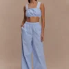 Hansen Wide Leg Pants – Blue Pinstripe