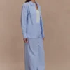 Hansen Wide Leg Pants – Blue Pinstripe
