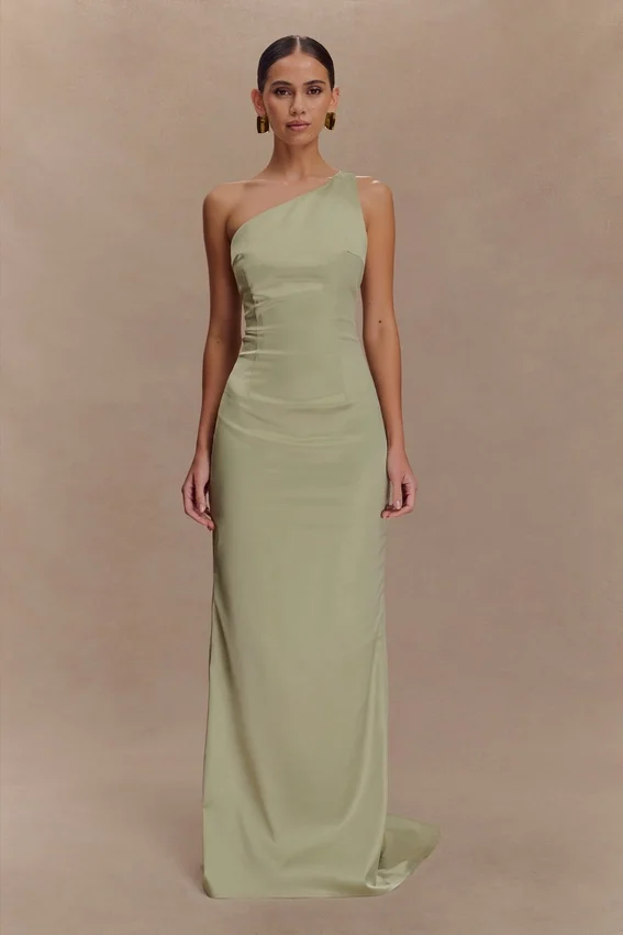 Harper One Shoulder Gown – Sage Harper One Shoulder Gown – Sage