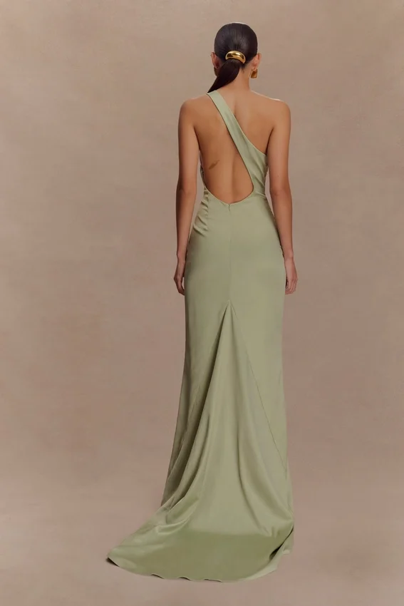 Harper One Shoulder Gown – Sage Harper One Shoulder Gown – Sage