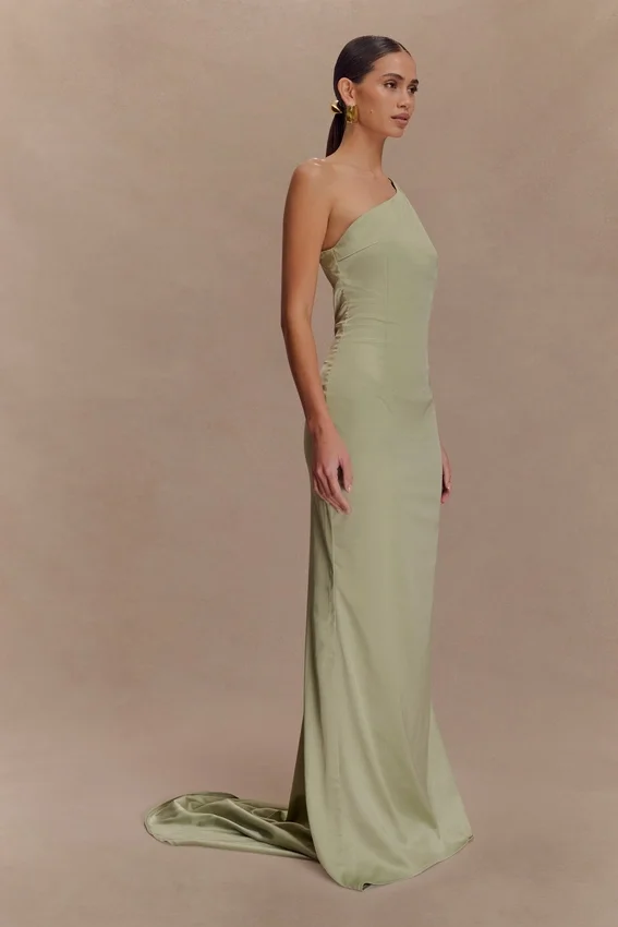Harper One Shoulder Gown – Sage Harper One Shoulder Gown – Sage