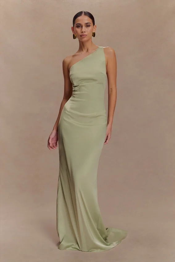 Harper One Shoulder Gown – Sage Harper One Shoulder Gown – Sage