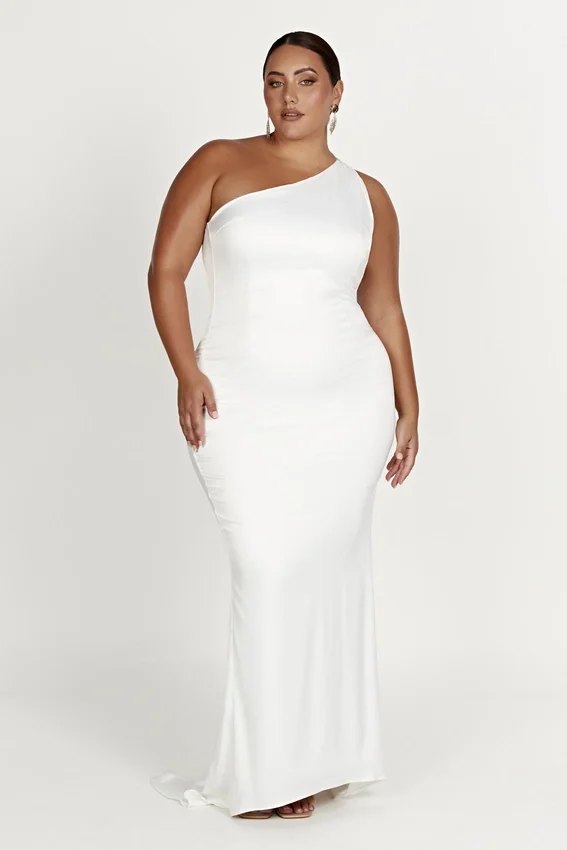 Harper One Shoulder Gown – White Harper One Shoulder Gown – White