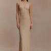 Harriet Halter Neck Diamante Maxi Dress – Sandy Gold