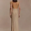 Harriet Halter Neck Diamante Maxi Dress – Sandy Gold