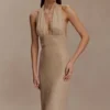 Harriet Halter Neck Diamante Maxi Dress – Sandy Gold