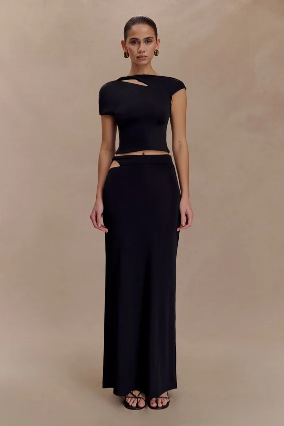 Haven Slinky Twist Midi Skirt – Black Haven Slinky Twist Midi Skirt – Black
