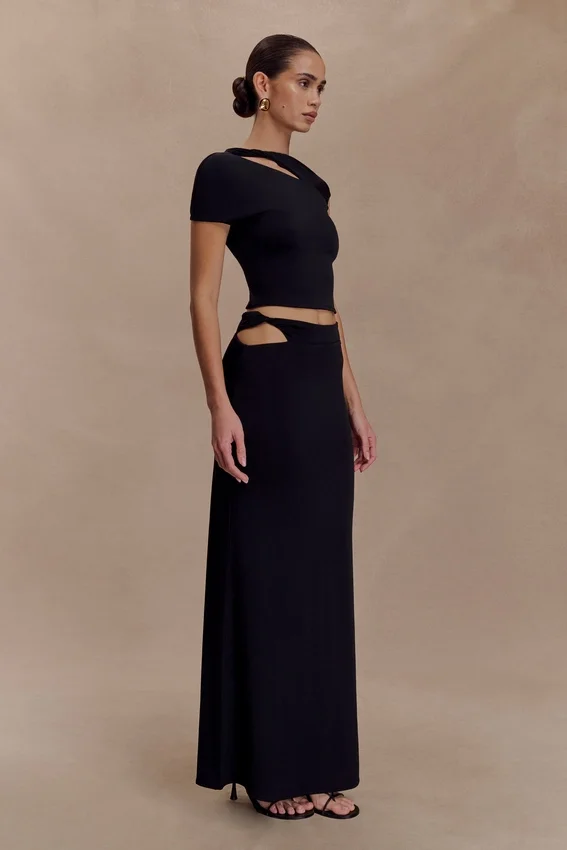 Haven Slinky Twist Midi Skirt – Black Haven Slinky Twist Midi Skirt – Black