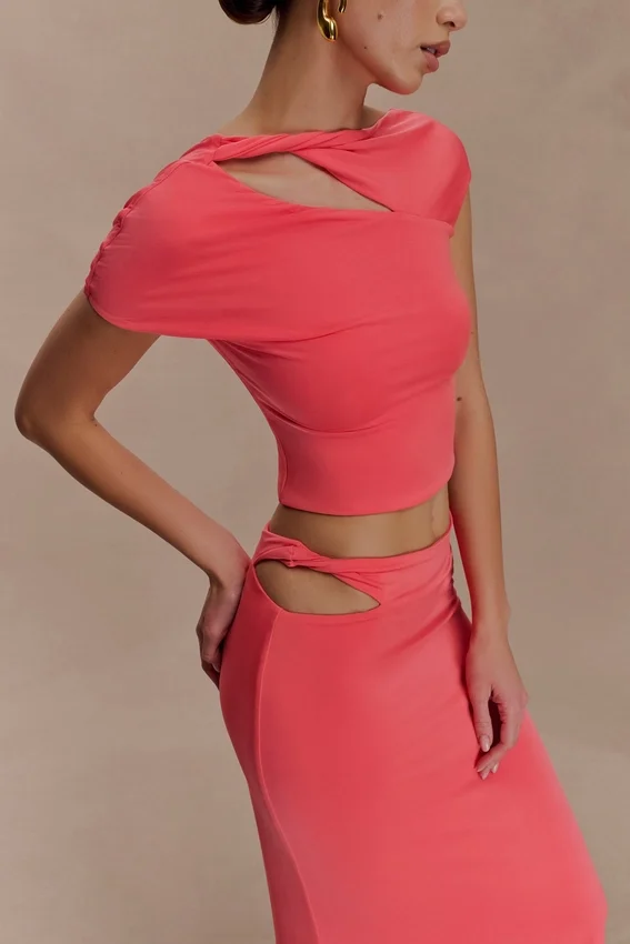 Haven Slinky Twist Midi Skirt – Coral Haven Slinky Twist Midi Skirt – Coral