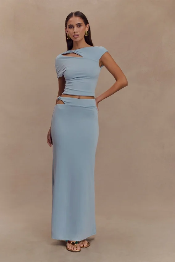 Haven Slinky Twist Midi Skirt – Pale Blue Haven Slinky Twist Midi Skirt – Pale Blue