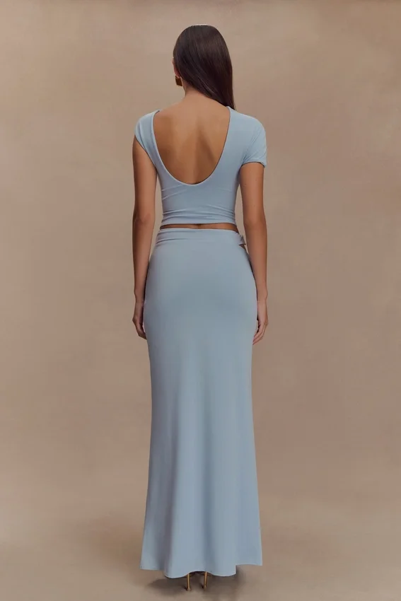 Haven Slinky Twist Midi Skirt – Pale Blue Haven Slinky Twist Midi Skirt – Pale Blue