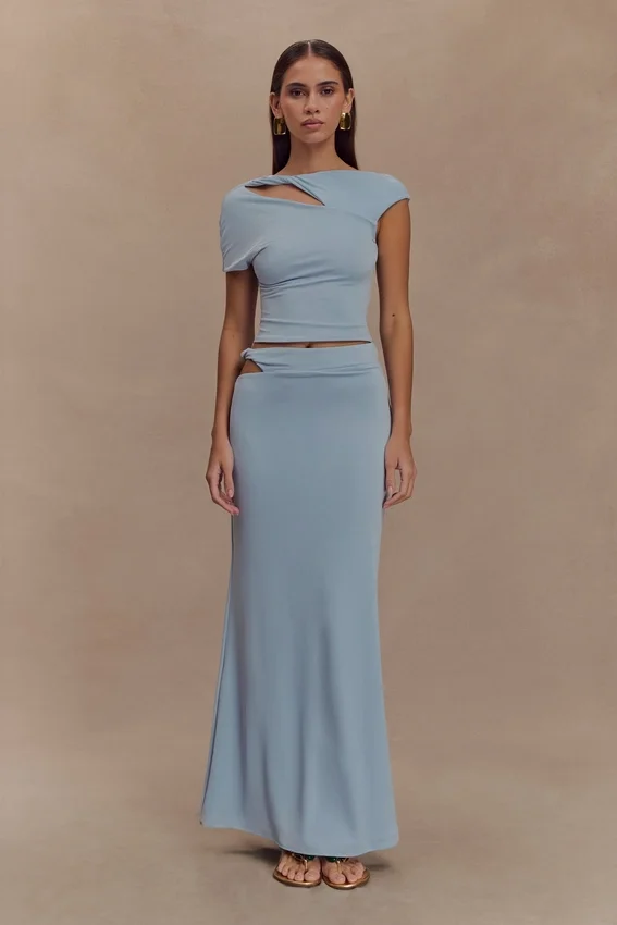 Haven Slinky Twist Midi Skirt – Pale Blue Haven Slinky Twist Midi Skirt – Pale Blue