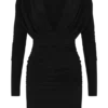 Hayden Long Sleeve Plunge Mini Dress – Black Hayden Long Sleeve Plunge Mini Dress – Black