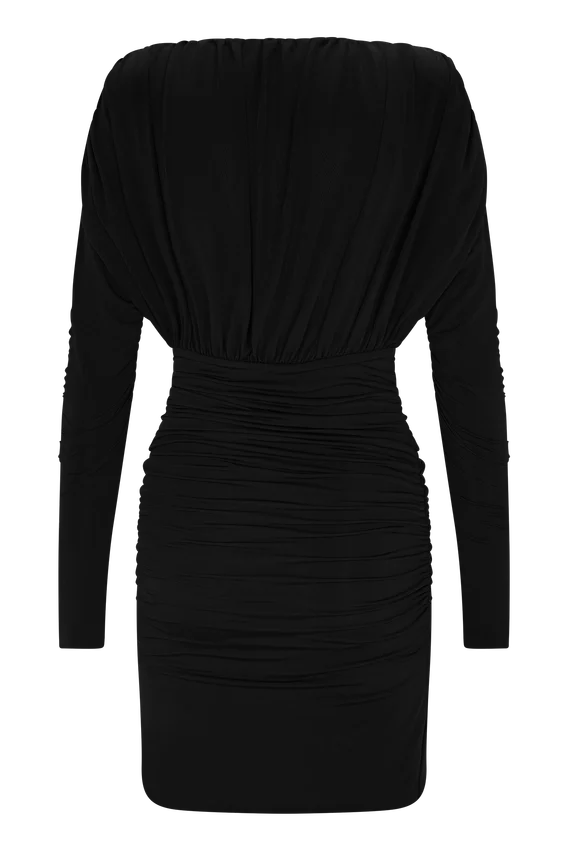 Hayden Long Sleeve Plunge Mini Dress – Black Hayden Long Sleeve Plunge Mini Dress – Black