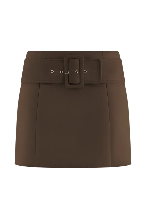 Hayes Faux Suede Belted Mini Skirt – Chocolate Hayes Faux Suede Belted Mini Skirt – Chocolate