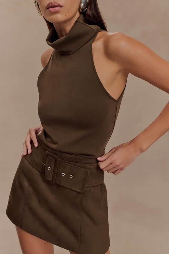 Hayes Faux Suede Belted Mini Skirt – Chocolate Hayes Faux Suede Belted Mini Skirt – Chocolate