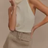 Hayes Faux Suede Belted Mini Skirt – Sand