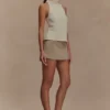 Hayes Faux Suede Belted Mini Skirt – Sand