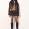 Hayes Faux Suede Collared Jacket – Chocolate