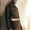 Hayes Faux Suede Collared Jacket – Chocolate