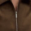 Hayes Faux Suede Collared Jacket – Chocolate