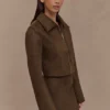 Hayes Faux Suede Collared Jacket – Chocolate