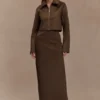 Hayes Faux Suede Collared Jacket – Chocolate
