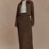 Hayes Faux Suede Collared Jacket – Chocolate