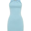 Hector Halter Neck Knit Mini Dress – Blue Hector Halter Neck Knit Mini Dress – Blue