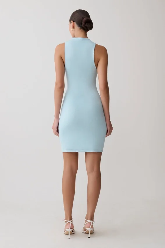 Hector Halter Neck Knit Mini Dress – Blue Hector Halter Neck Knit Mini Dress – Blue