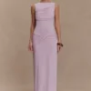 Henley Slinky Drape Maxi Dress – Baby Pink