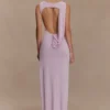 Henley Slinky Drape Maxi Dress – Baby Pink