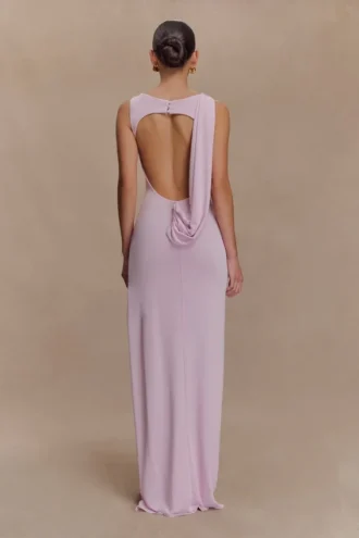 Henley Slinky Drape Maxi Dress – Baby Pink