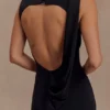 Henley Slinky Drape Maxi Dress – Black