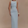 Henley Slinky Drape Maxi Dress – Pale Blue Henley Slinky Drape Maxi Dress – Pale Blue