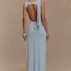 Henley Slinky Drape Maxi Dress – Pale Blue Henley Slinky Drape Maxi Dress – Pale Blue