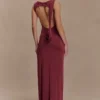 Henley Slinky Drape Maxi Dress – Wine