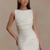 Henley Slinky Drape Mini Dress – Ivory