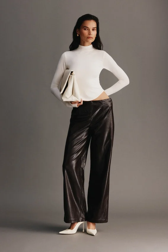 Henry Croc Faux Leather Straight Leg Pants – Dark Chocolate Henry Croc Faux Leather Straight Leg Pants – Dark Chocolate
