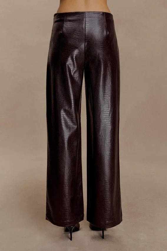 Henry Croc Faux Leather Straight Leg Pants – Dark Chocolate Henry Croc Faux Leather Straight Leg Pants – Dark Chocolate