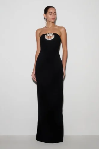 Hilda Embellished Strapless Maxi Dress – Black