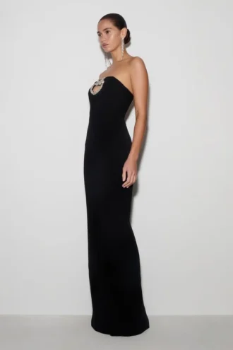 Hilda Embellished Strapless Maxi Dress – Black